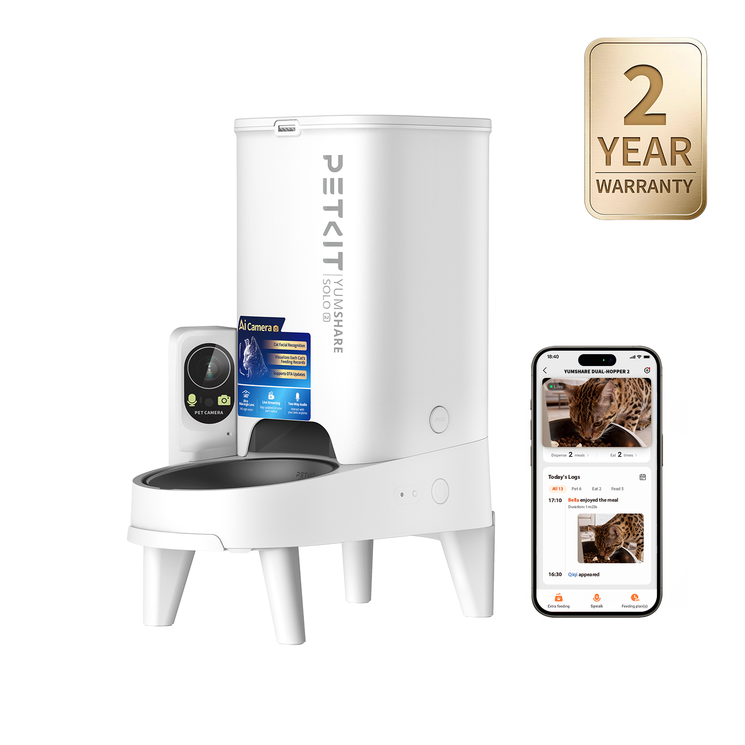 PETKIT YUMSHARE Daily Feast automatic robotic wet food feeder with rotating carousel, refrigeration, and AI camera - the first fully automated wet food feeder