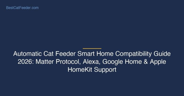 Automatic cat feeder smart home compatibility guide showing Matter protocol Alexa Google Home and Apple HomeKit smart integrations - BestCatFeeder.com