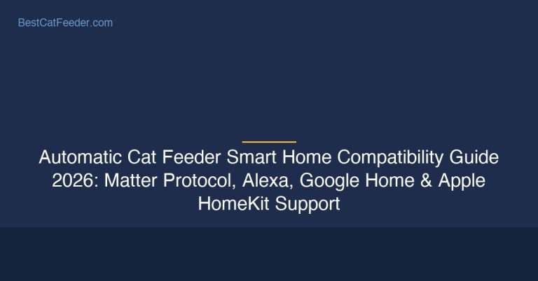 Automatic cat feeder smart home compatibility guide showing Matter protocol Alexa Google Home and Apple HomeKit smart integrations - BestCatFeeder.com