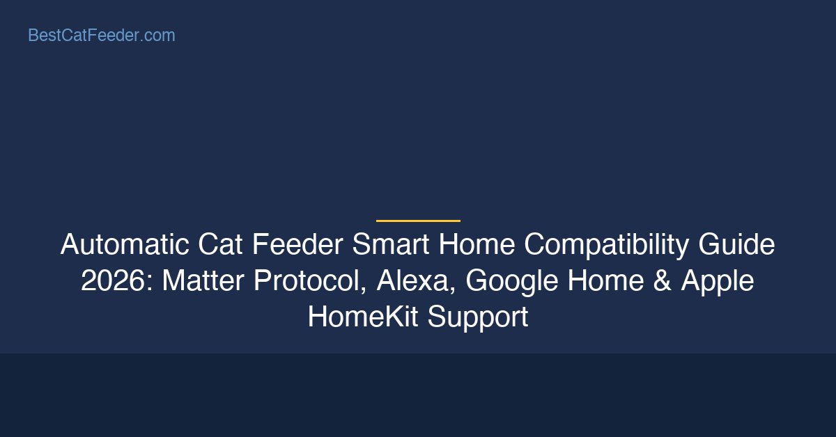 Automatic cat feeder smart home compatibility guide showing Matter protocol Alexa Google Home and Apple HomeKit smart integrations - BestCatFeeder.com