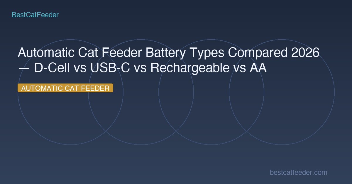 Automatic Cat Feeder Battery Types Compared 2026 — D-Cell vs USB-C vs Rechargeable vs AA - BestCatFeeder.com